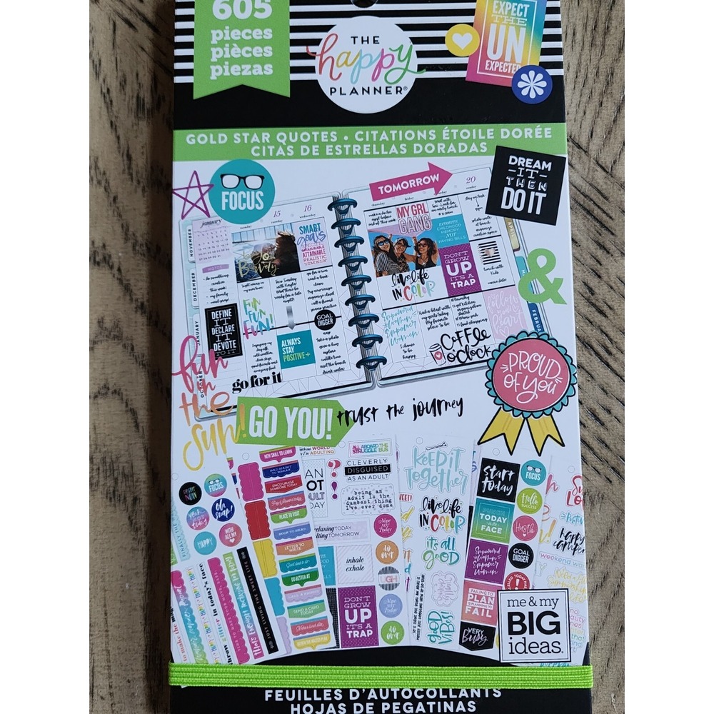The Happy Planner Sticker Books New NWT Gold Star Quotes 605 Stickers Planner